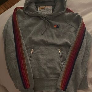 Aviator Nation Gray Hoodie with Velvet Stripes
